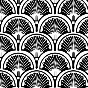 Art Deco Luxe Great Gatsby Golden Twenties Style Pattern Black On White II