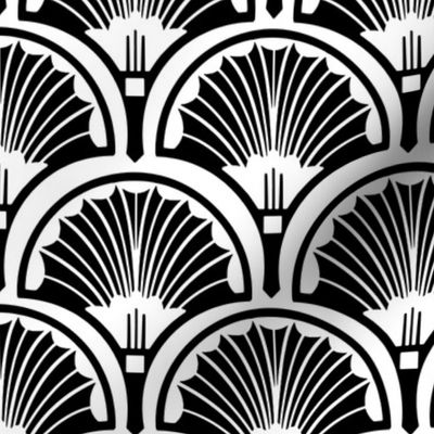 Art Deco Luxe Great Gatsby Golden Twenties Style Pattern Black On White II Smaller Scale