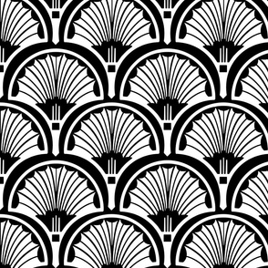 Art Deco Luxe Great Gatsby Golden Twenties Style Pattern White On Black II 