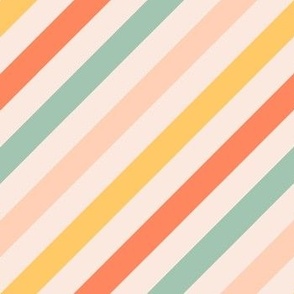 Diagonal Stripes - Rhythm of the Tides - Stripe, Pink, Blush, Yellow, Coral, Teal, Blue, Sunshine