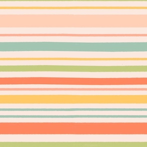 Colorful Rhythm Stripes - Large - Rhythm of the Tides - Horizontal Stripe, Yellow, Coral, Blush, Pink, Blue, Green, Colorful