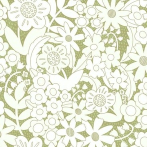 Springtime Groovy Florals - in Grassy Green