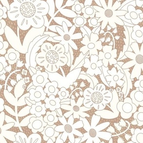 Springtime Groovy Florals - in Taupe