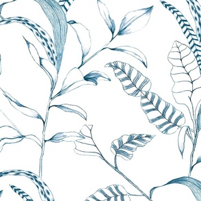 Palm Leaves Blue 