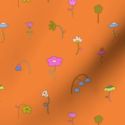 Orange Floral Doodles