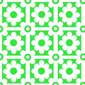 Green Floral Geometric Tile