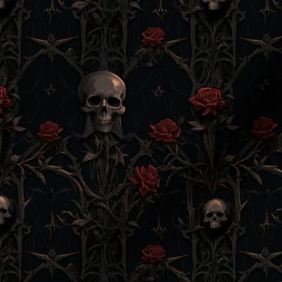 gothic roses skull