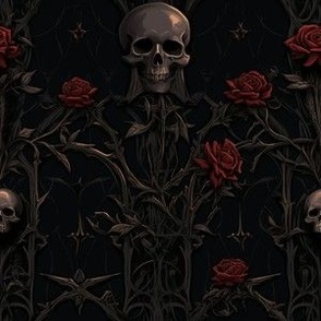 gothic roses skull