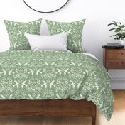 welcome home with loving birds wallpaper - sage green - medium scale