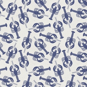 Medium lobster block print indigo blue cream