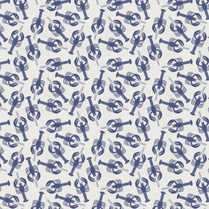 Small lobster block print indigo blue cream