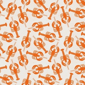 Medium lobster block print coral orange cream