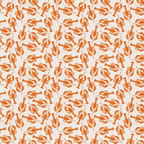 Small lobster block print coral orange cream