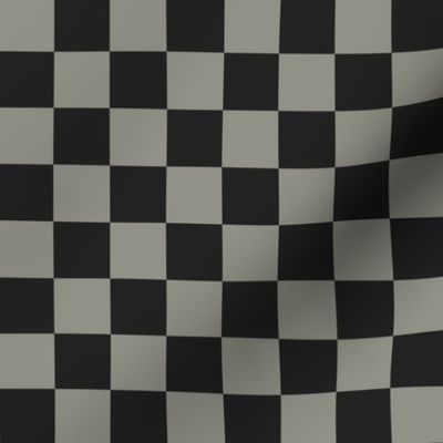 Checkerboard // medium print // Mod 80s Retro Contrasting Geometric Checks - Dusty Black on Smoky Gray