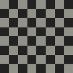Checkerboard // medium print // Mod 80s Retro Contrasting Geometric Checks - Dusty Black on Smoky Gray