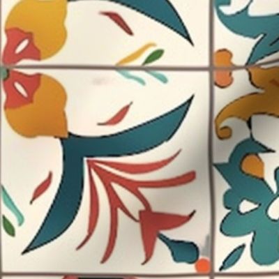 6 inch squared colourful tiles