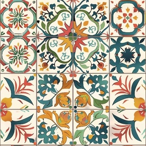 6 inch squared colourful tiles