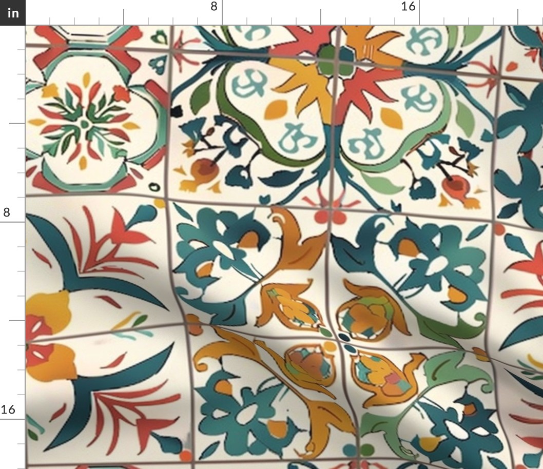 6 inch squared colourful tiles