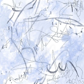 (L) Sketchy Blue Scribbles and Marks Modern Abstract