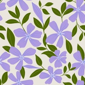 Periwinkle floral flowers lilac purple lime green