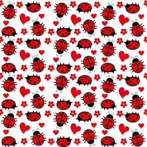 Bigger Red Ladybugs and Hearts