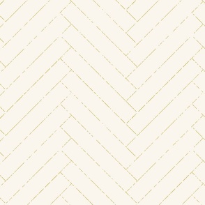 chevron / herringbone, light cream eggshell white, with elegant distressed gold lines,-long  (s)
