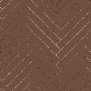 chevron / herringbone, chocolate maroon brown with elegant distressed gold lines-long  (s)