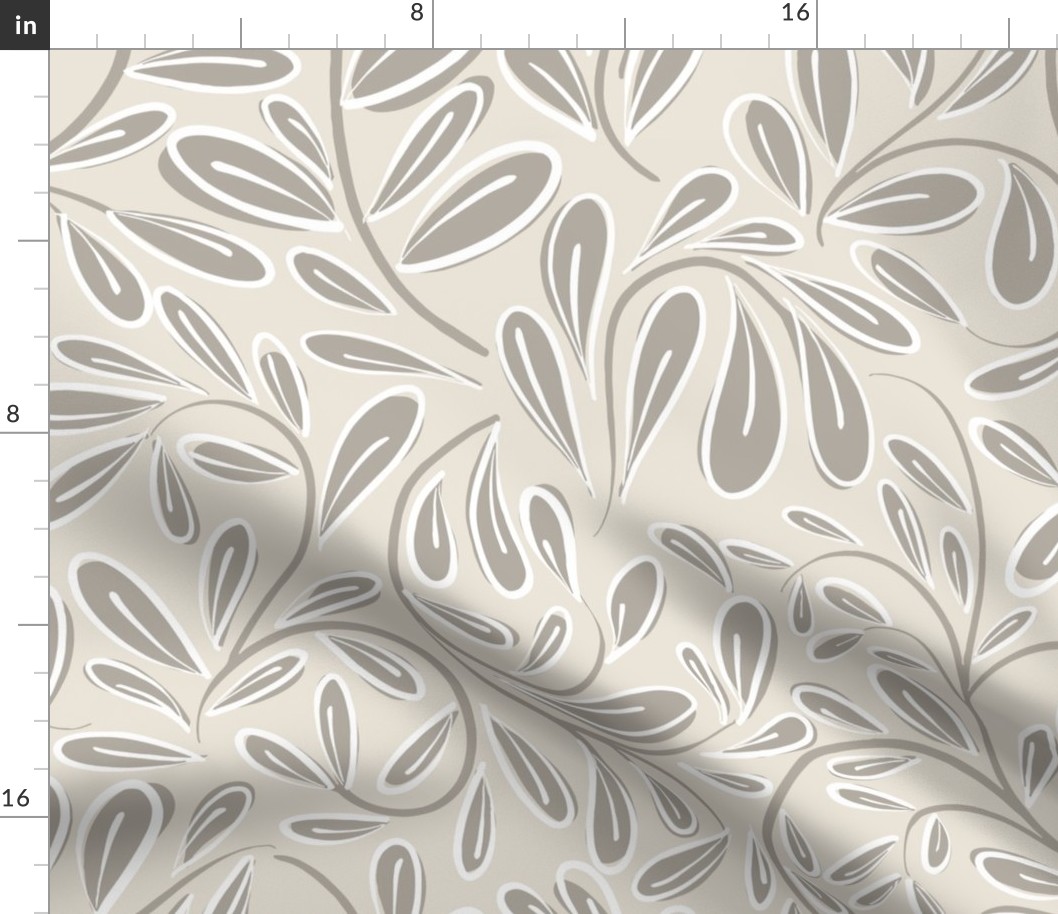 Modern Leaves Medium Scale Taupe