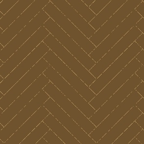 chevron / herringbone,  dark coffe brown with elegant distressed gold lines -long  (s)