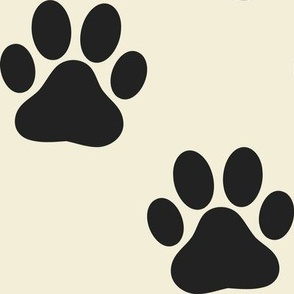 Whisker Prints // x-large print // Dramatic Onyx Black Animal Paw Prints on Pearl White