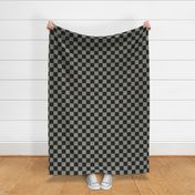 Checkerboard // large print // Mod 80s Retro Contrasting Geometric Checks - Dusty Black on Smoky Gray