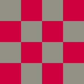 Checkerboard // large print // Mod 80s Retro Contrasting Geometric Checks - Vibrant Red on Smoky Gray