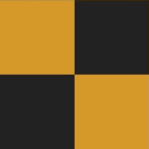 Checkerboard // x-large print // Mod 80s Retro Contrasting Geometric Checks - Dusty Black on Golden Yellow