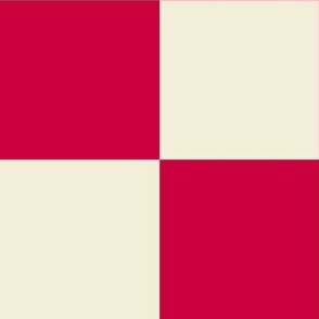 Checkerboard // x-large print // Mod 80s Retro Contrasting Geometric Checks - Vibrant Red on Creamy White
