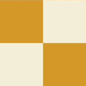 Checkerboard // x-large print // Mod 80s Retro Contrasting Geometric Checks - Golden Yellow on Creamy White