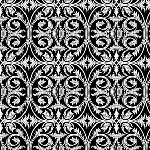 Elegant Noir: Classic Black and White Damask Pattern