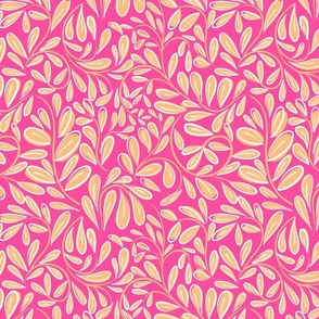 Modern Leaves Small Scale Pink