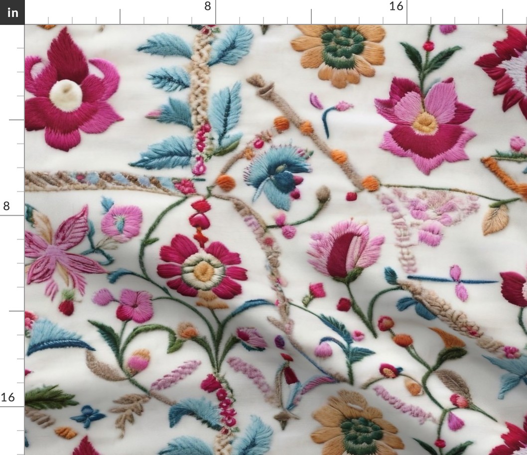 Faux Embroidered Floral Sampler 1