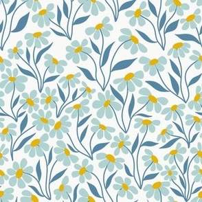 Medium // Della: Blooming Spring Coneflowers - Blue & Yellow