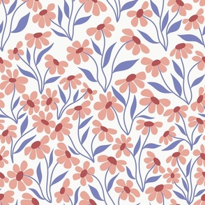 Large // Della: Blooming Spring Coneflowers - Pink & Purple