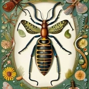Beautiful Bugs & Insects Victorian Tile Motif
