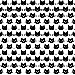 halloween kitty black cat face head whiskers silhouette black on white one and half inch blender coordinate wallpaper bedding or accessories