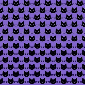 halloween kitty black cat face head whiskers silhouette black on purple one and half inch blender coordinate wallpaper bedding or accessories