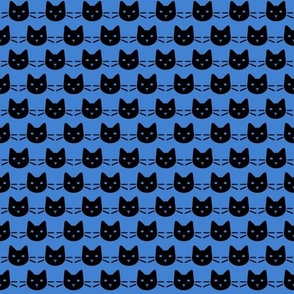 halloween kitty black cat face head whiskers silhouette black on blue one and half inch blender coordinate wallpaper bedding or accessories
