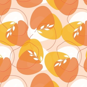 Abstract Shapes - Saffron and Tangerine Orange Yellow Retro Bold Modern Wallpaper Leaves