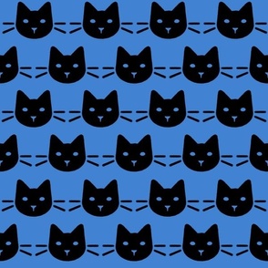 halloween kitty black cat face head whiskers silhouette black on blue 3 three inch blender coordinate wallpaper bedding or accessories