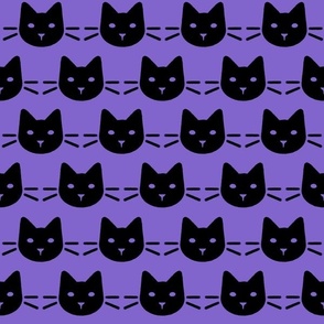 halloween kitty black cat face head whiskers silhouette black on purple 3 three inch blender coordinate wallpaper bedding or accessories