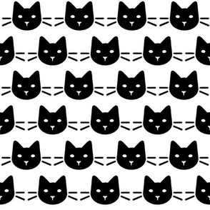 halloween kitty black cat face head whiskers silhouette black on white 3 three inch blender coordinate wallpaper bedding or accessories