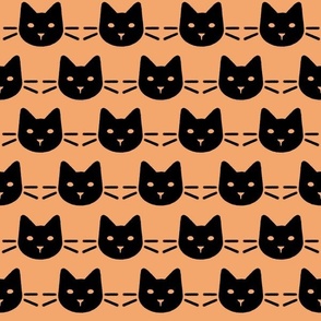 halloween kitty black cat face head whiskers silhouette black on orange 3 three inch blender coordinate wallpaper bedding or accessories