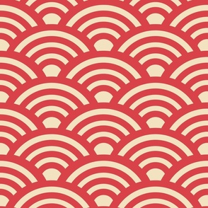 Red and beige Japanese wave pattern